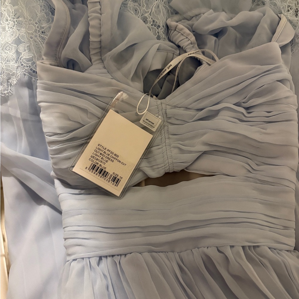 Self-Portrait Sky Blue Pleated Midi Dress - Picture 4 of 4